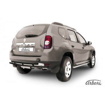 Защита заднего бампера d42+d42 двойная Arbori черн. для RENAULT Duster 2010-2015