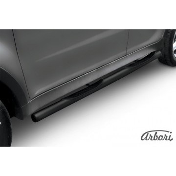 Защита порогов d76 с проступями Arbori черн. для SsangYong ACTYON 2011-2013