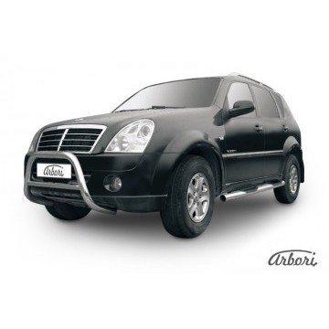 Кенгурятник d57 низкий Arbori нерж. сталь для SsangYong REXTON 2010-2012