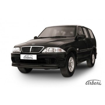 Защита переднего бампера d57+d57 двойная Arbori черн. для Тагаз ROAD Partner 2008-2011