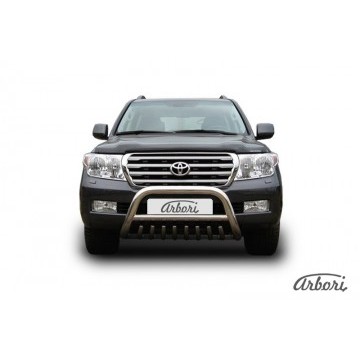 Кенгурятник d76 низкий с защитой картера Arbori нерж. сталь для Toyota LC200 2007-2012