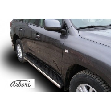 Защита штатного порога d57 Arbori нерж. сталь для Toyota LC200 2007-2012