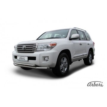 Защита переднего бампера d76+d57 двойная Arbori нерж. сталь для Toyota LC200 2012-2013