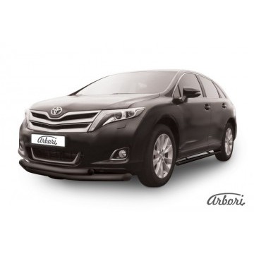 Защита переднего бампера d76+d57 двойная Arbori черн. для Toyota VENZA 2012-2017
