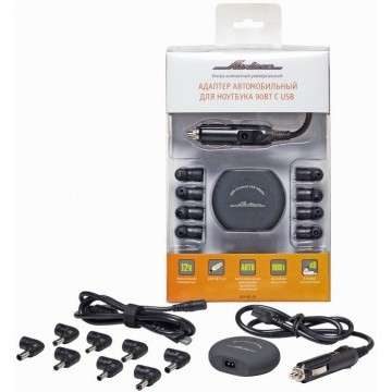 Адаптер автомобильный для ноутбука универсальный 90Вт с USB (ультра компактный)