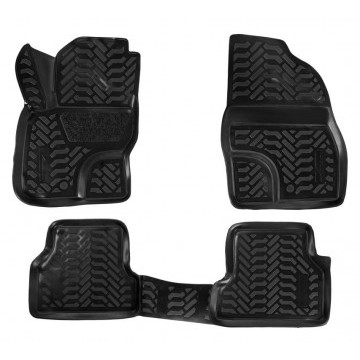 Ковры в салон (3D с подпятником) Ford Focus II (2005-2011) компл. 4 шт., высокий борт, полимерные, черные