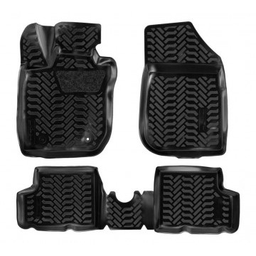 Ковры в салон (3D с подпятником) Renault Duster 2WD (2011-15) компл. 4 шт., высокий борт, полимерные, черные