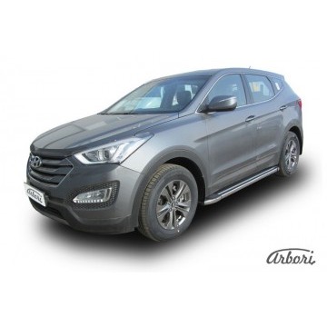 Комплект алюминиевых порогов Arbori Luxe Black 1800 для HYUNDAI Santa Fe 2012-2016
